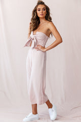 Khloe Summer Bow Tie Jumpsuit Blush