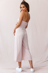 Khloe Summer Bow Tie Jumpsuit Blush