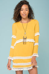 Ansley Cute Tassle Dress Yellow Mustard