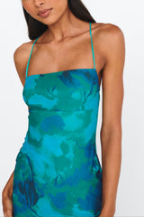 Avalee Layered Hem Mesh Dress Green