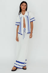 Amalfi Sun Knit Button-Up Shirt White