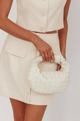 Montreal Woven Crescent Bag Ivory