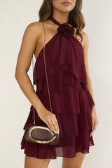 Amarita Gold Handle Clutch Wine