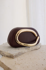 Amarita Gold Handle Clutch Wine