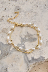 Tinsley Double Strand Bracelet Gold/Pearl