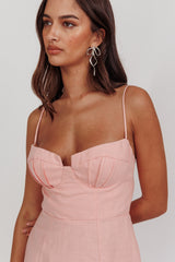 Devoted Structured Detail Bust Cami Strap Dress Pink