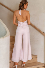Guest List Halterneck Open Back Jumpsuit Nude