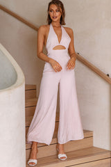 Guest List Halterneck Open Back Jumpsuit Nude