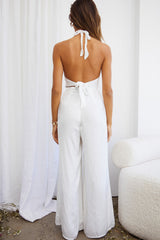 Guest List Halterneck Open Back Jumpsuit White