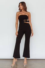 Glisten Cut-Out Buckle Waist Jumpsuit Black