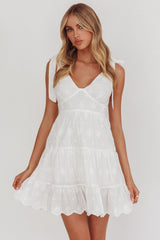 Ardent Tied Shoulder Mini Dress White