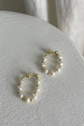 Dream Time Pearl Hoop Earrings Gold