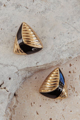 Beverly Triangle Earrings Gold/Black