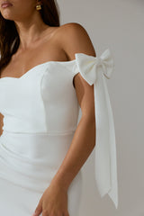 Have Faith Off-Shoulder Bow Sleeve Maxi Dress White