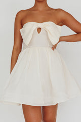 Arabesque Bow Bust Mini Dress Champagne