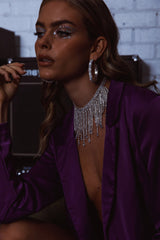 Jazmyn Satin Blazer Purple