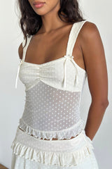 Bartila Top In Ivory Polka Flock