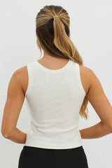 Brooks Crew Neck Ribbed Top White