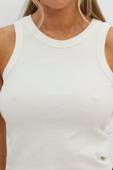 Brooks Crew Neck Ribbed Top White