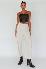 Backstage Pleated Wide Leg Pants Oat