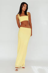Bindi Puckered Midi Skirt Lemon