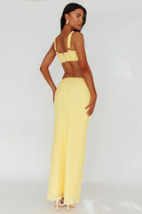 Bindi Puckered Midi Skirt Lemon