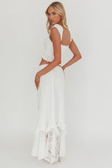 Liora Lace Hem Ruffle Maxi Skirt White