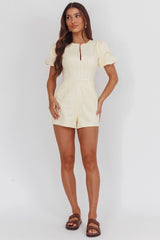 Briony Puff Sleeve Romper Butter