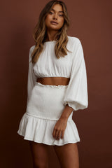 Aubrette Laced Back Crop Top White