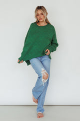 Kayce Dropped Shoulder Knit Sweater Green
