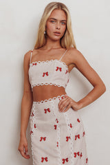 Chamberlain Scallop Trim Maxi Skirt Red Bow