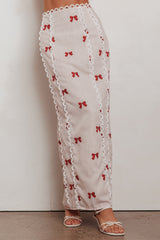 Chamberlain Scallop Trim Maxi Skirt Red Bow