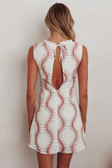 Ashtan Lace Trim Open Back Mini Dress Print Oat