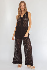Canyons Wide Leg Pants Lace Black