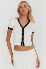 Yaeli Button-Up Knit Top White