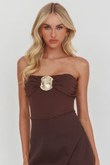 Ulani Gold Buckle Bodysuit Coffee