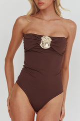 Ulani Gold Buckle Bodysuit Coffee