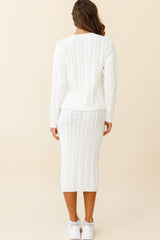 Cozy Up Cable Knit Sweater White