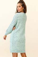 Johanna Long Sleeve Pocket Cardigan Mottled Green