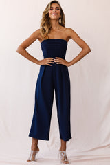 Chosen Strapless Wide Leg Jumpsuit Navy