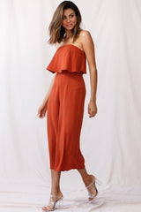 Monserrat Frill Bust Jumpsuit Umber