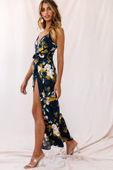 Carrie High Slit Cami Jumpsuit Navy