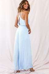 Jaclyn Wide-Leg Cowl Neck Jumpsuit Steel Blue