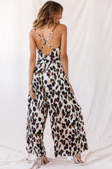 Mali Wide Leg Belted Jumpsuit Leopard