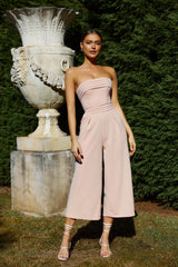 Chosen Strapless Wide Leg Jumpsuit Nude Pink