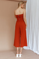 Chosen Strapless Wide Leg Jumpsuit Orange
