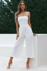 Chosen Strapless Wide Leg Jumpsuit White