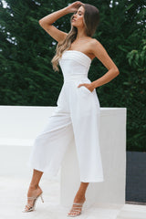 Chosen Strapless Wide Leg Jumpsuit White