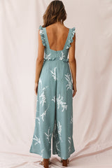 Azure Frill Strap Wide Leg Jumpsuit Sage