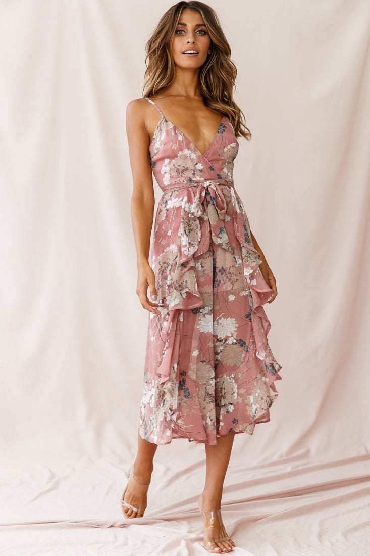 Constance Thin Strap Midi Jumpsuit Rose